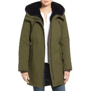 Nordstrom Cotton Canvas Anorak with Faux Fur Trim Hood